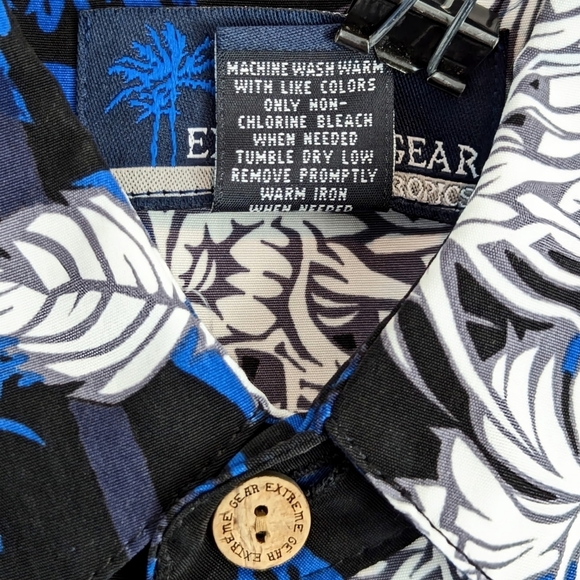Extreme Gear Men's Blue Graphic Dragon Hawaiian Floral Button Shirt Size Medium - Picture 4 of 5